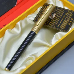 قلم بيكاسو فاخر للعلامة التجارية الفرنسية باللونين الأسود والذهبي / الفضي مع قلم حبر أسود كلاسيكي بطول 22 قيراط