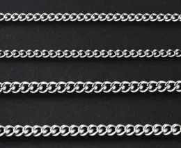 100 Stück Modeschmuck Großhandel in großen Mengen Silber Edelstahl Cowboys Kette Halskette passend für Anhänger dünn 2mm/4mm breit Länge wählen