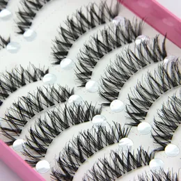Mode 10 par naturliga svart långa korsbik falska ögonfransar fest ögonmakeup kosmetiska verktyg för lady kvinnor stor försäljning