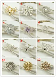 送料無料100 PCS Luxury PearlとRhinestone Napkin Ring Napkin Holder無料配送価格