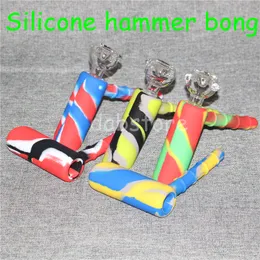 Silicone Hookahs Bubbler 6 furos Percolor Bubbler Waterpipe matriz fumar tubos tubos tubos bongs chuveiro duas funções