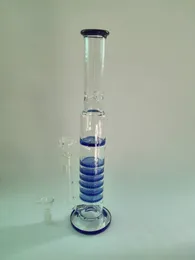 48 cm di altezza, tubo di vetro con filtro a nido d'ape blu 6, bong di vetro, tubo di vetro di 6 cm di diametro, 5 mm di spessore, dimensioni del giunto: 18 mm