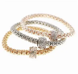 2017 Explosion-proof alloy bracelet diamond-studded beads corn chain bracelet plating three-color one set