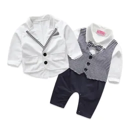 Baby Gentleman Ubrania garnitur Autumn Baby Crawling Dress Dzieci płaszcz Romper Kidsuit Suit na 0–2 lata