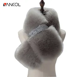 Vancol Brand Luxury Large Size 95*15CM Scarf Women Winter Scarf Female Neck Warmer Faux Fox Fur su