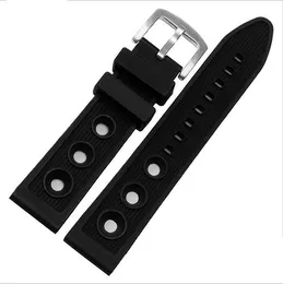 Jawoder Watchband 22mm 24mm relógio faixas New top grau preto impermeável mergulho de silicone de mergulho de borracha com fivela de aço inoxidável para Breitling + ferramentas