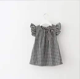 New Summer 2017 Children's lattice sleeves summer short-sleeved dress girls doll shirt G321