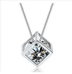 925 silver love cube necklace eight arrows eight heart really zircon stone short chain clavicle chain box chain