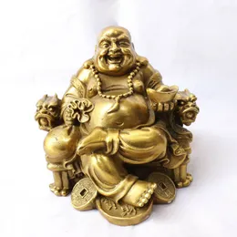 Pur cuivre chaise Sit maitreya articles d'ameublement rire Bouddha statue
