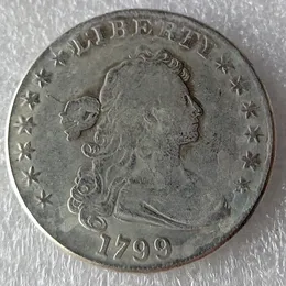 عملات الولايات المتحدة 1799 رايات التمثال النحاس الفضة مطلي الدولار نسخة عملة