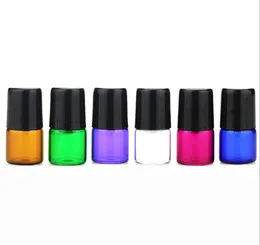 Mini Glass Roll On Bottles 1ml Amber/Clear/Blue/Green/Rose Red/Purple Colorful Roller Container