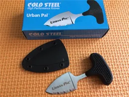 Cold Mini Urban Pal 43LS Pocket Knife with 420 Steel Serrated Fixed Blade for Camping, Hiking, and Tactical Use