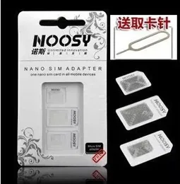 500 set/lotto*noosy 4 in 1 Nano SIM Card a Micro SIM Nano Micro Adattatore per Iphone Samsung Sim Card Adattatore