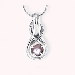 18kgp Infinity Symbol Locket Cages, Infinite Note Style Pearl Gem Bead Cur Pendant, DIY Fashion Smycken Making Mountings