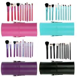 12 pçs conjunto de pincéis de maquiagem profissional pincéis de maquiagem cosmético com suporte de copo cilíndrico