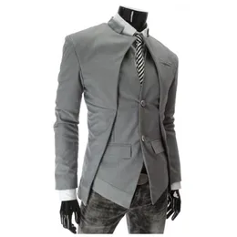 2016年の新しい到着カジュアルなスリムなスタイリッシュフィット1つのボタンスーツの男性ブレザーコートジャケット男性ファッションドレス服プラスサイズ2631