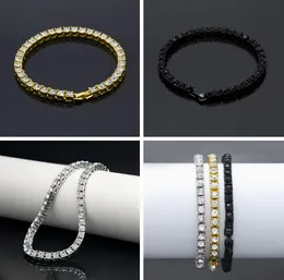 Iced Out 1 Row Strass Bracciale Hot Mens di alta qualità Hip Hop Style Gold Clear Simulated Diamond 8 "Bracciale Bling Bling Mens Jewelry