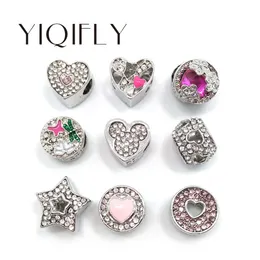 Yiqifly 2017 nya 18pcs mix färg och stil Big Hole Alloy pärlor passar europeisk armband diy gratis frakt