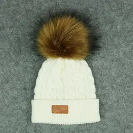 Cute Baby Winter Hat Cap Girl Chłopiec Dzieci Dzianiny Kapelusze Wełny Fur Ball Pompom Gruba Ciepła Czapka Zima Kapelusz