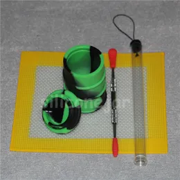 1pc 1411 5cm silicone mat sheet 1pc 26ml silicone oil barrel 1pc 120mm siliver dabber tool dab jar pad sold by whole set