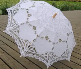 Gratis frakt 50st ny solid färg spets parasoll brud bröllop paraplyer vit färg tillgänglig gratis frakt