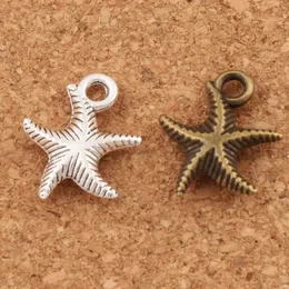 Korrugering sjöstjärna havsstjärna charm pärlor mode 14x16mm antika silver / brons hängsmycke legering handgjorda smycken diy l014