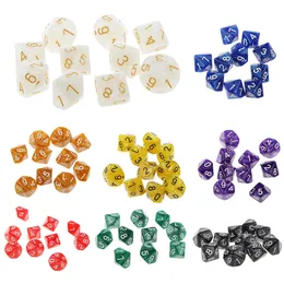 10 pezzi di dadi con gemme di perle in resina colorata D10 dadi con dieci gemme trasparenti (0-9) per giochi di ruolo DDG Set