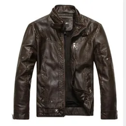卸売-VXOレザージャケットメンズボンバージャケットJaqueta de Couro Male Csaco Men Stand Collar Motorcycle Jackets Veste Homme Velvet Leather