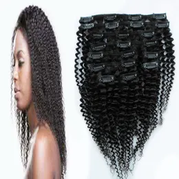 Mongolian Afro Kinky Curly Hair Clip In Human Hair Extensions 120g Naturfärg Kinky Curly Clip Ins 10st