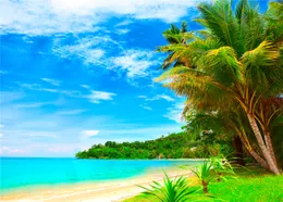 Susu 7x5ft strand fotografi bakgrundsblå himmel vit moln bakgrund grönt träd foto studio rynkor gratis