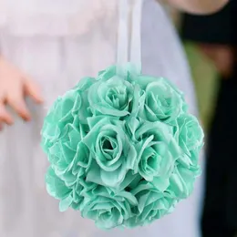 2017新しい20cmの直径のシルクのバラの花球の人工的なブーケ結婚式の中心部の装飾のためのボールのキスボール