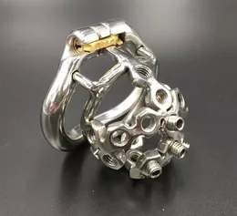 2022 Snap Ring Design 304# Rostfritt stål 50mm Male Chastity Devices Cage med spikade skruvkukburar för BDSM HBS061
