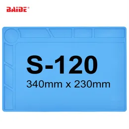 スケールの定規30PCS /ロットが付いているメンテナンスプラットフォームBGAはんだ付けステーションのための340mm x 230mmの作業マットの青い熱抵抗のシリコーン修理マット