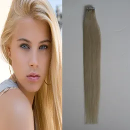 Blonde Tape Human Hair Extension Straight Brazilian PU Skin Weft Hair 20 pieces/set 50g Tape In Human Hair Extensions