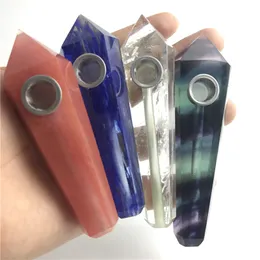 Quartz Tobacco Pipes Natural Crystal Hand Pipe 100% Handmade Quartz Nail with Metal Filter Tips for Glass Smoking Water Pipes Accessories