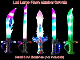 50pcs 대형 LED 뮤지컬 플래시 글로우 칼 칼 의상 드레스 소품 LED 라이트 플래시 중력 아이 장난감 크리스마스 선물