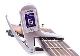 Free shipping Electric Acoustic Guitar Capo Tuner Tune Quick Change Clip-on 2-in-1 Design for Guitar Bass Chromatic