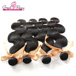 Queen Hair Products Peruvian Virgin Hair 3pcs / Lot Remy Human Hair Weave Vågig Kroppsvåg Gratis Frakt Naturfärg