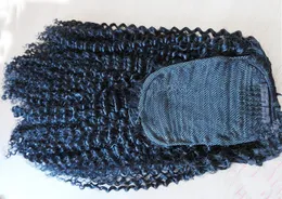 Афроамериканец малайзийский кудрявый вьющиеся клип в наращивание волос реальные волосы кудрявый вьющиеся шнурком хвостики афро шиньон 120 г