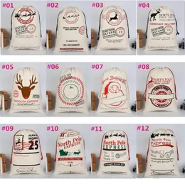 20 estilo DHL de Natal grande lona monogrammível saco de cordão de Papai Noel com renas monogramáveis ​​presentes de Natal sacos de saco B324