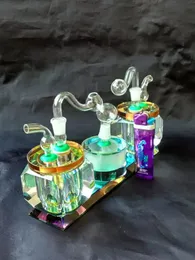 Haki z podwójnymi kryształami akcesoria szklane rurę wodną rurki palenia rurki Perkolator szklany bongs olej rurka wodna Rury olejne palenie