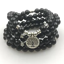 Sn1166 Ny design Kvinnors Mala Pärlor Armband Trendigt Yoga Necklace Tree of Life Black Agate Bracelet Gratis frakt