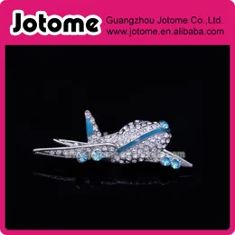 100st/Lot Rhinestone Airplane Hostess Brooches Färgglada emalj Kristallflygplan Stift Brosch 2 -tums x 0,75 tum