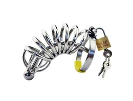 Stainless Steel Male Chastity Belt with Style Lock Men Penis Restraint Locking Cage BDSM Adult Sex Toys