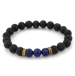 Chakra armband mens svart lava pärlor armband läkning balans pärlor reiki buddha bön natursten yoga armband för kvinnor