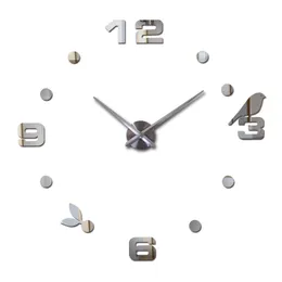 Partihandel-2016 Ny klocka Klocka Klockor Stor vägg Klistermärken Heminredning Vardagsrum 3d DIY Acrylic Mirror Horloge Gratis Hot Shipping