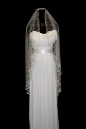 Luxuryl Trimming Rhinestones Edge 1T White ivory Wedding Veil Fingertip Bridal Veils With Comb