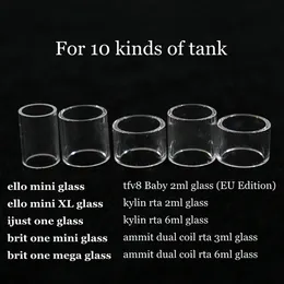 Pyrex Zastępcza szklana rurka do Ello mini xl ijust jeden Brit One Mini Mega TFV8 Baby 2ml Kylin RTA 6ML Ammit Dual Cewka RTA 3ML 6ML