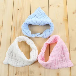 Hot Baby Infant Runched Gauze Cotton Bandana Bib Drool Bib Toddler Newborn Soft Breathable Feeding Lunch Scarf Bib Burp Cloths