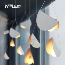 Современная летающая сложенная бумага подвесной лампа металлический оригами искусство железа светодиодный висит освещение кафе столовая ресторана ресторан отель бар подвеска свет